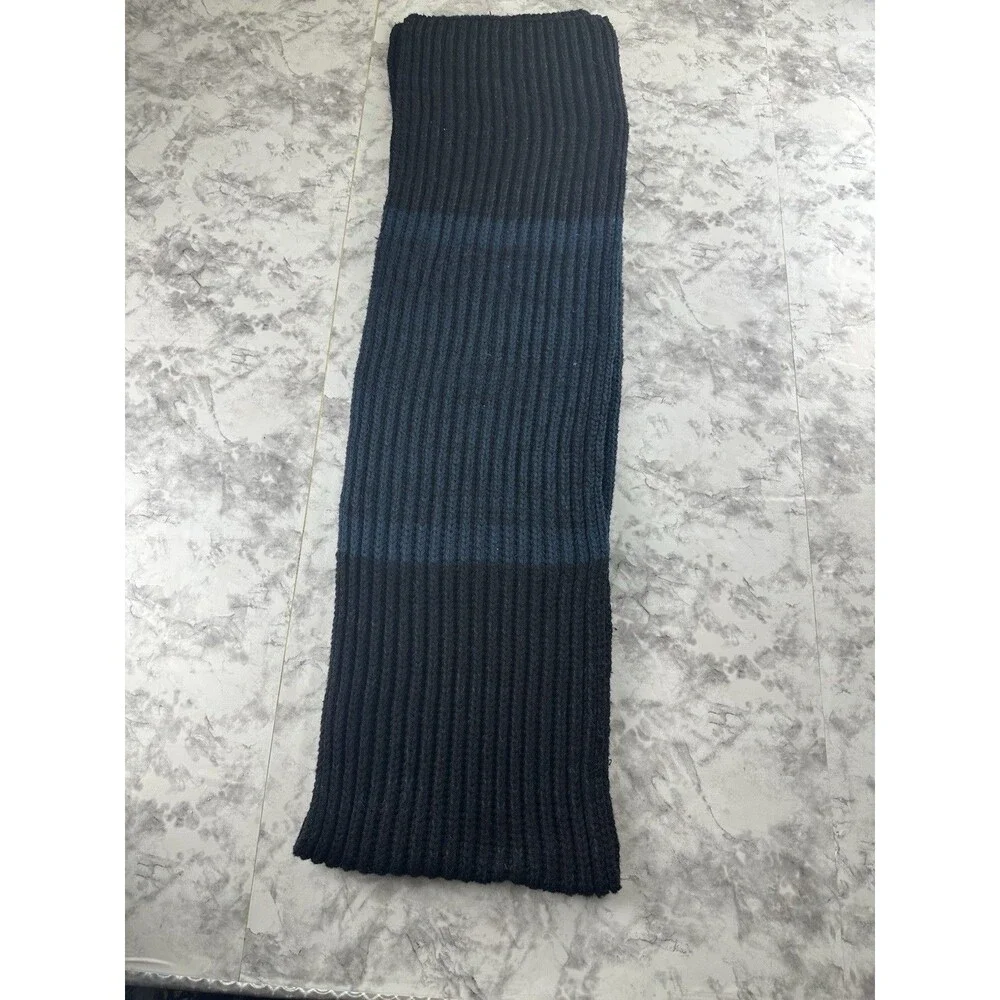 Bickley & Mitchel unisex Basic Rib Scarf, Twist, ONE Size Blue & dark blue